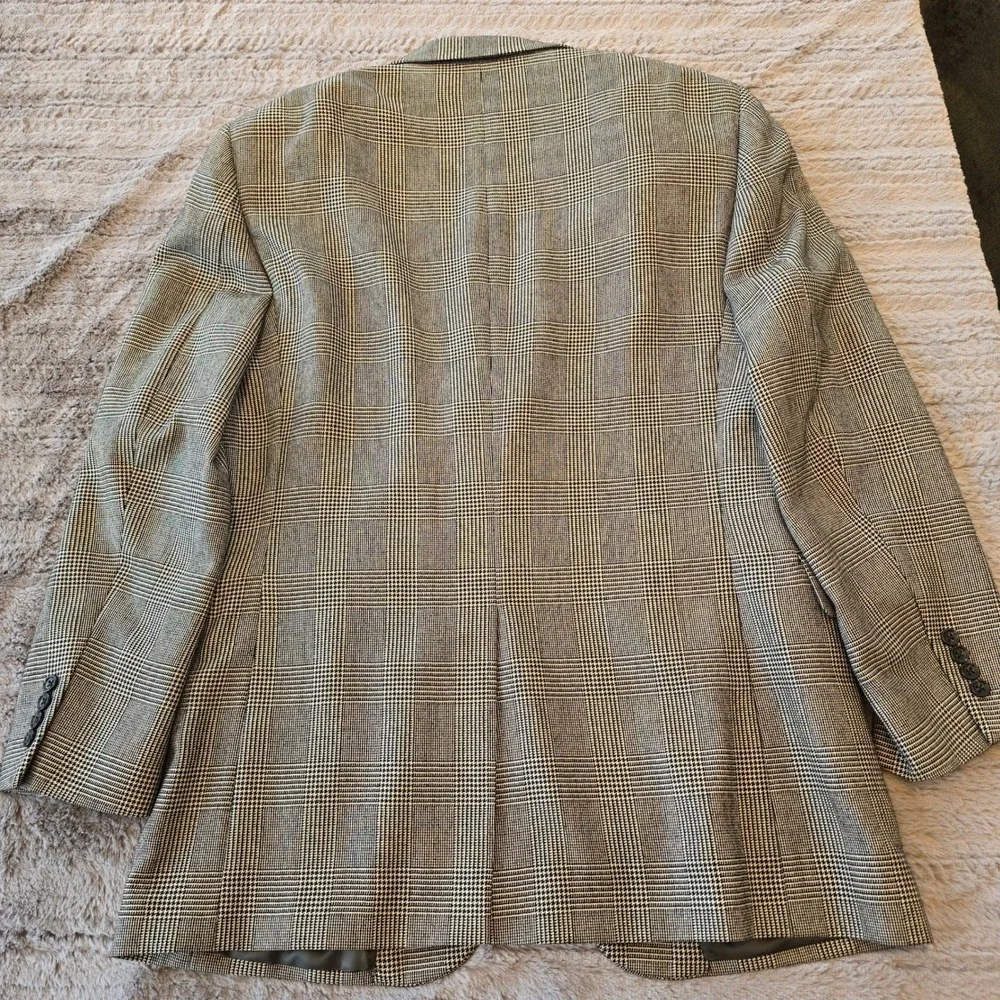 Jos. A. Bank Signature Blazer 44L Silk Camel Hair Glen Plaid SportCoat Tan Black